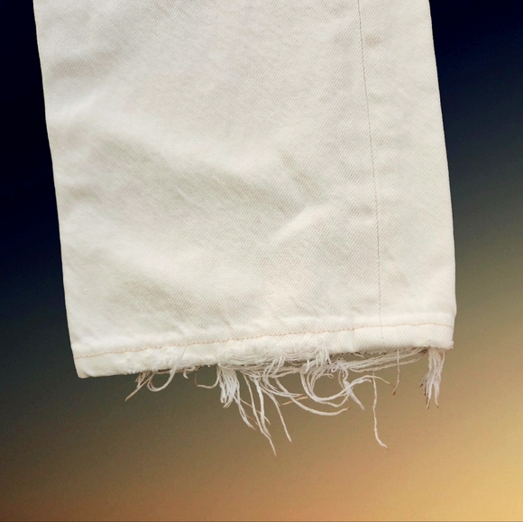 Agolde Jeans Size 29 "Riley" High Rise Straight Crop White Distressed Ripped - Picture 8 of 13